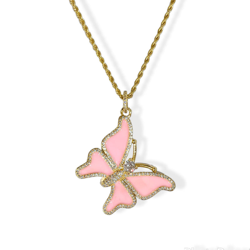 PINK YARA BUTTERFLY necklace