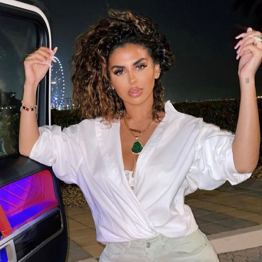 GREEN BUDDHA XL STEEL necklace