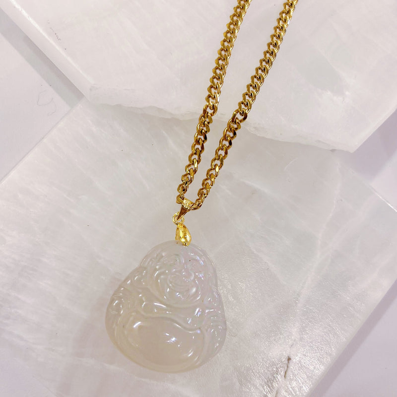 WHITE JADE BUDDHA necklace