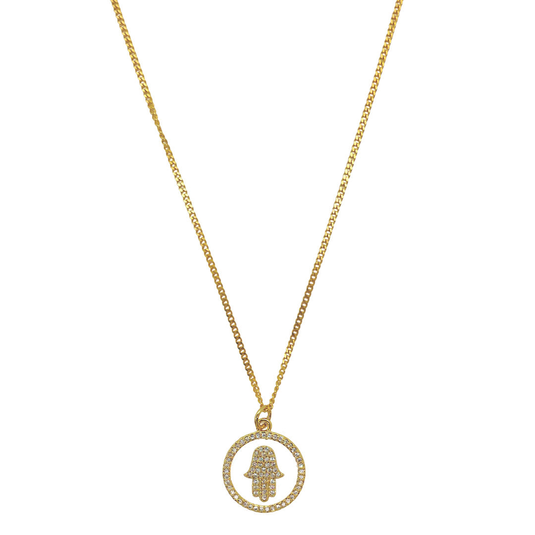 WHITE HAMSA CIRCLE necklace