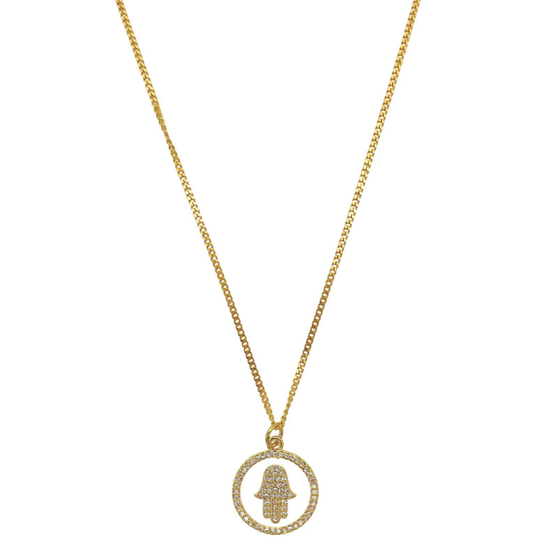 WHITE HAMSA CIRCLE necklace