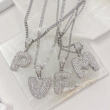 SILVER CRYSTAL BUBBLE INITIAL necklace