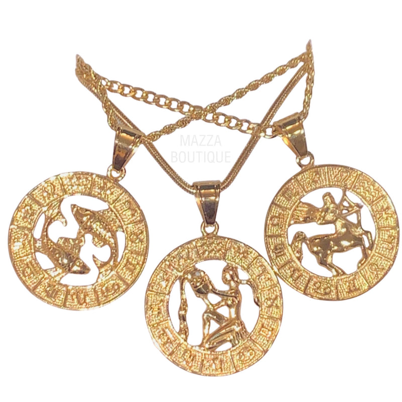 GOLD ZODIAC MEDALLION necklace