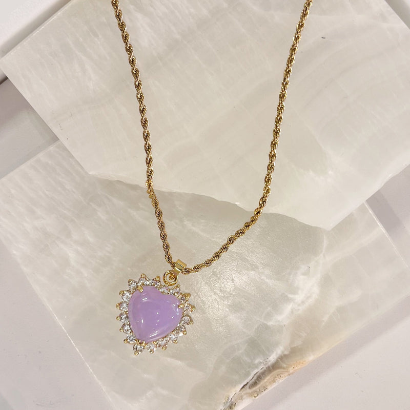 CRYSTAL HEART LAVENDER necklace