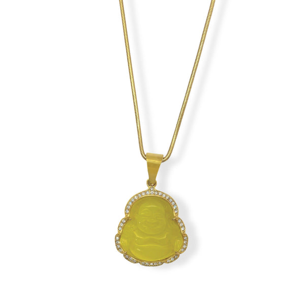 YELLOW BUDDHA GOLD STEEL necklace
