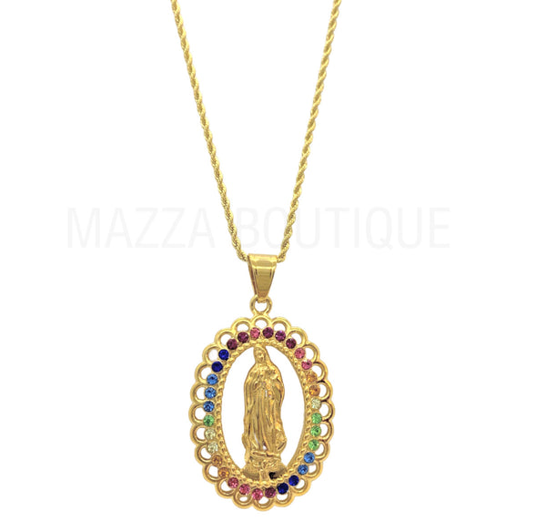 OUR LADY GUADALUPE RAINBOW necklace