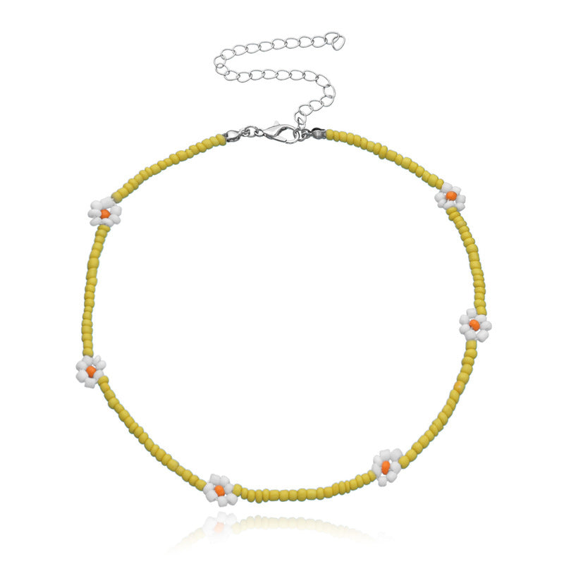 FLOWER BEADED YELLOW necklace