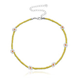 FLOWER BEADED YELLOW necklace