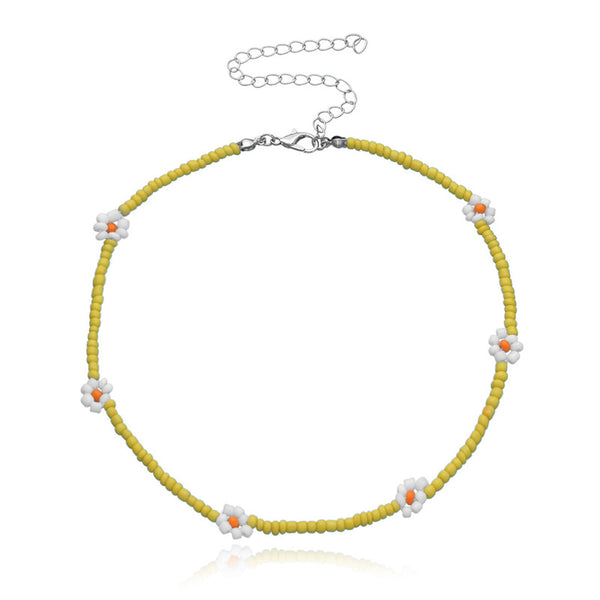 FLOWER BEADED YELLOW necklace