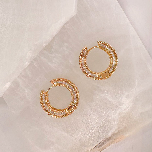 ROSE GOLD CRYSTAL CHUNKY HOOP earring