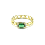 GOLD EMERALD CUBAN ring
