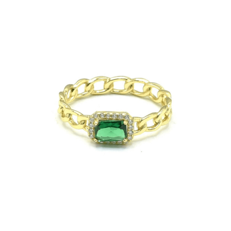 GOLD EMERALD CUBAN ring