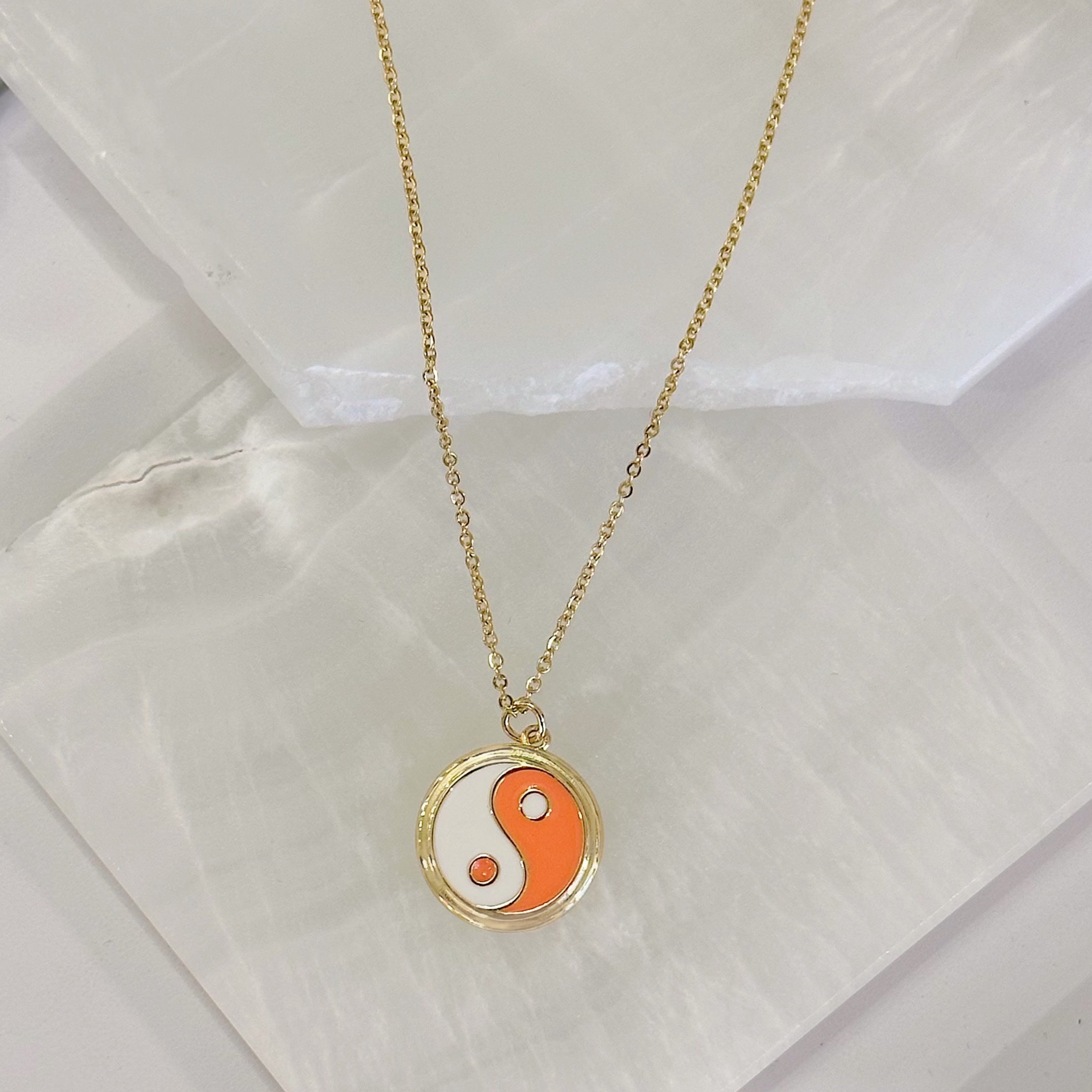 ORANGE YIN YANG necklace