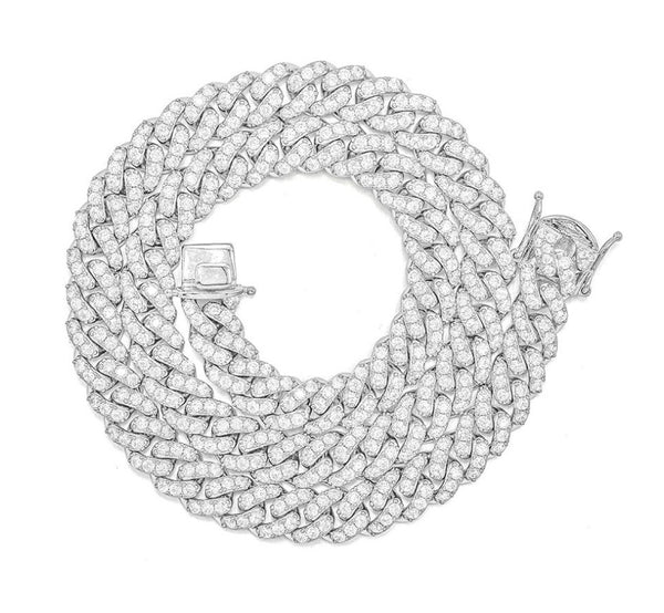 CUBAN CRYSTAL SILVER 10MM necklace