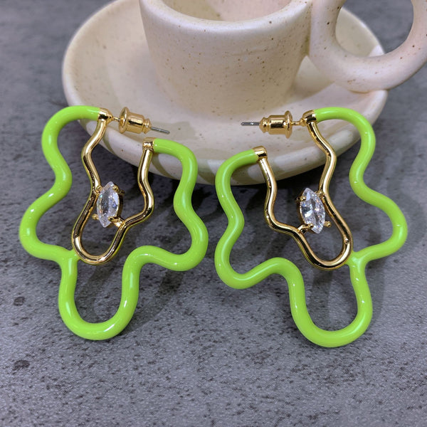 LIME GREEN SQUIGGLE earrings