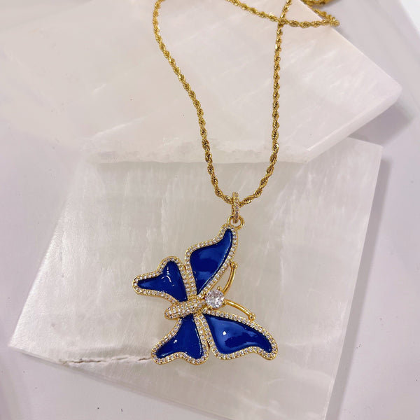 DARK BLUE YARA BUTTERFLY necklace