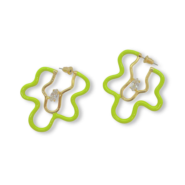 LIME GREEN SQUIGGLE earrings