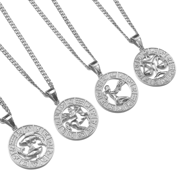 SILVER ZODIAC MEDALLION necklace