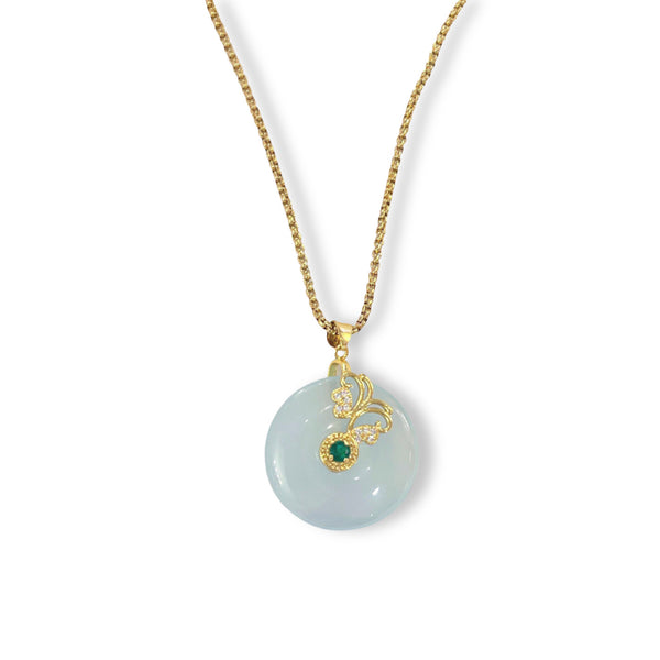 CIRCLE BUTTERFLY BLUE JADE necklace