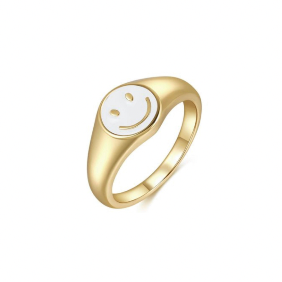 WHITE SMILEY ring