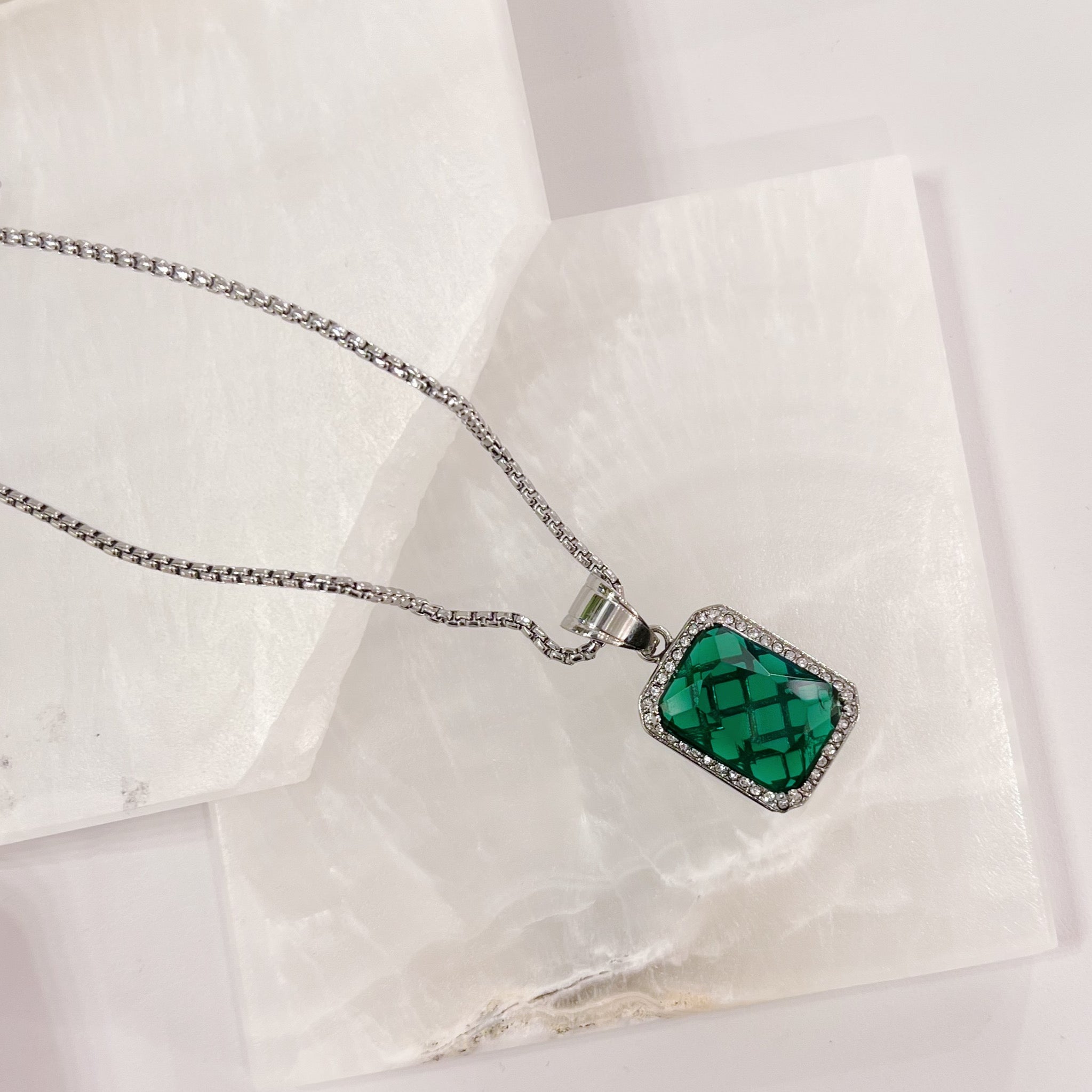 SILVER JEWEL EMERALD MINI necklace