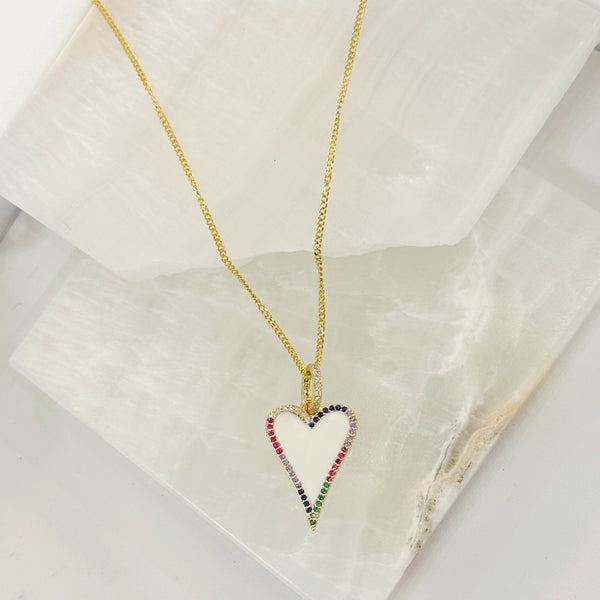 ENAMEL WHITE HEART MULTICOLOR necklace