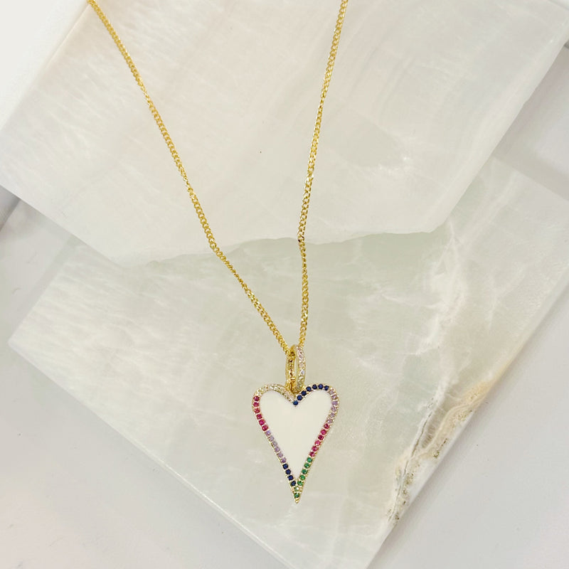 ENAMEL WHITE HEART MULTICOLOR necklace