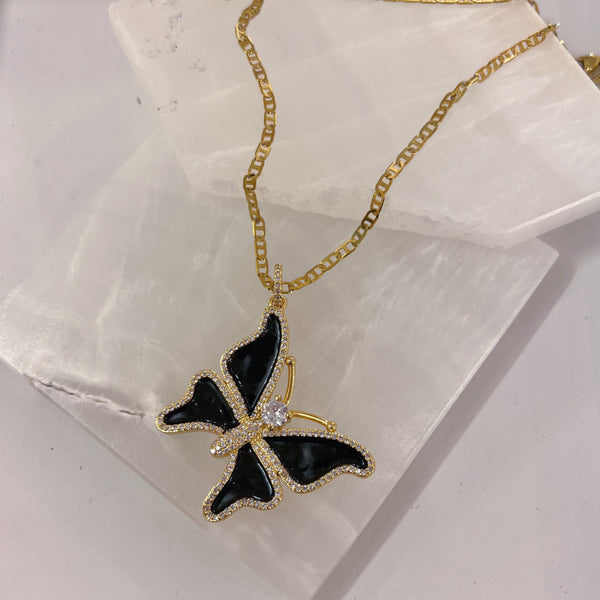 BLACK YARA BUTTERFLY necklace