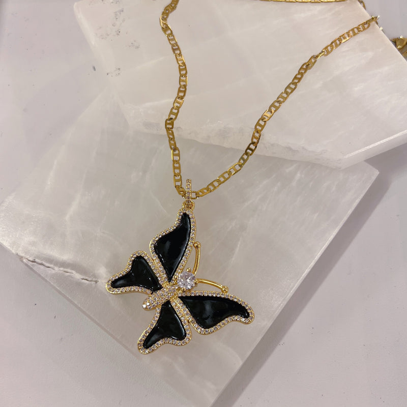 BLACK YARA BUTTERFLY necklace