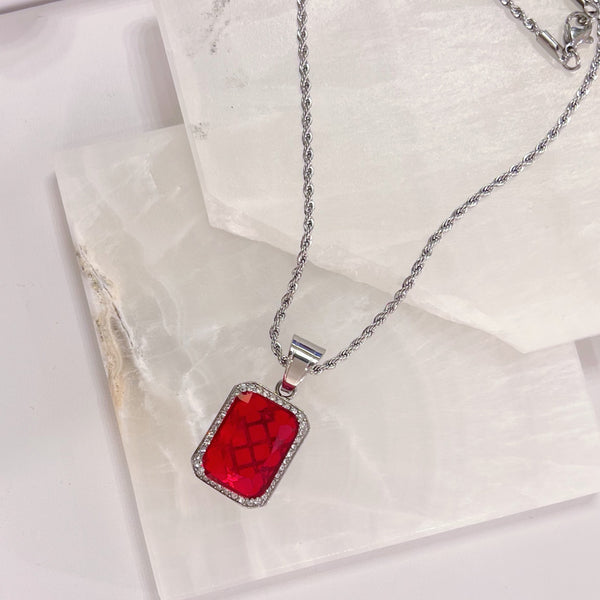 SILVER JEWEL RUBY MINI necklace