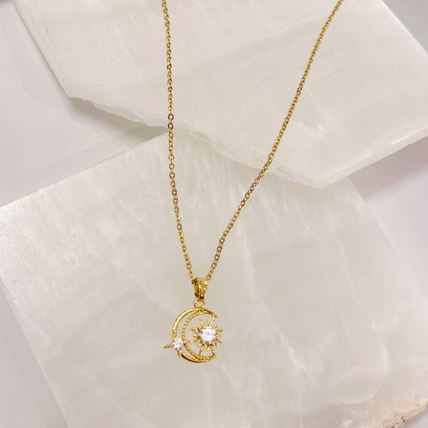 CRYSTAL MOON & SUN MINI necklace
