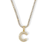 GOLD ICY INITIAL BAGUETTE II TENNIS necklace