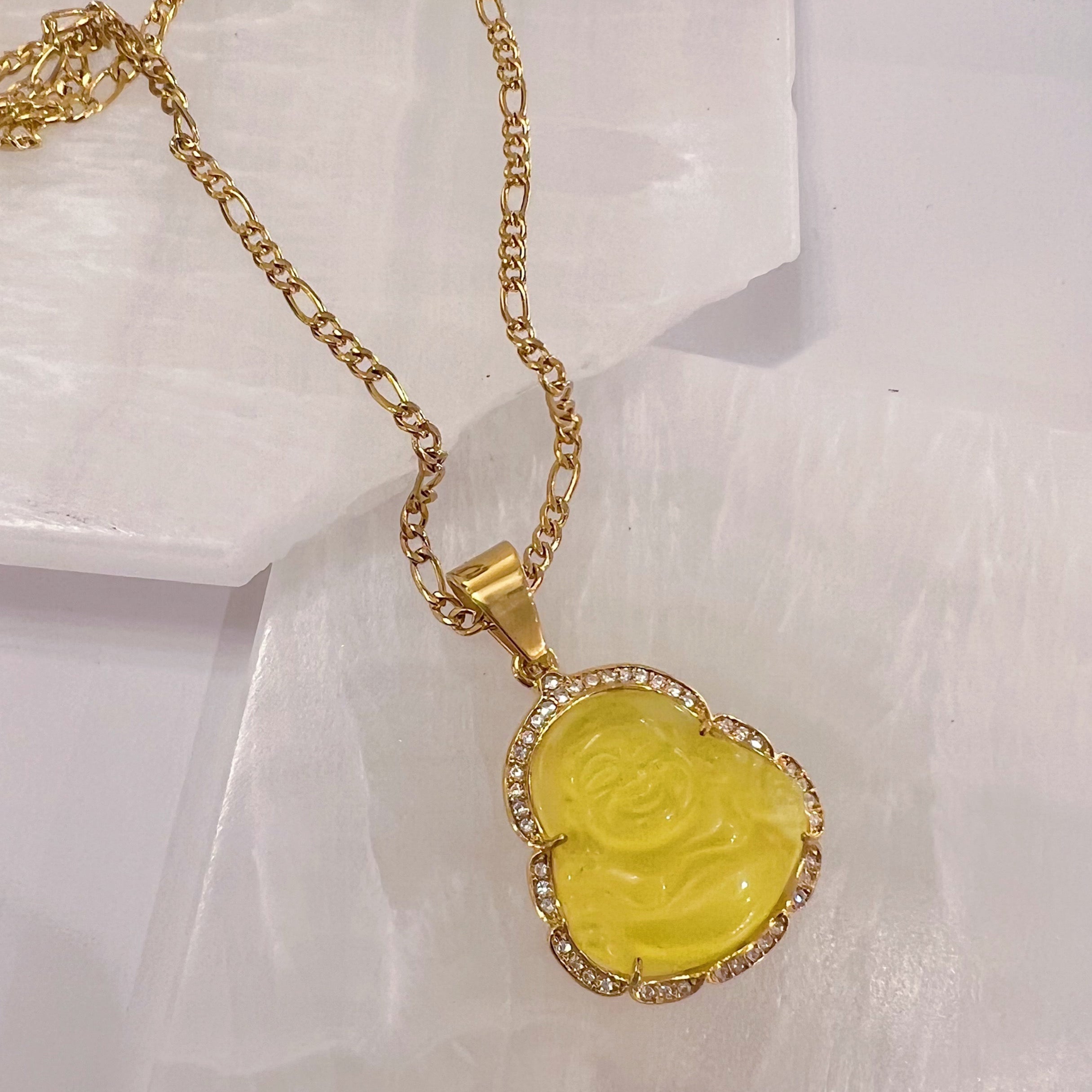 YELLOW BUDDHA GOLD STEEL necklace