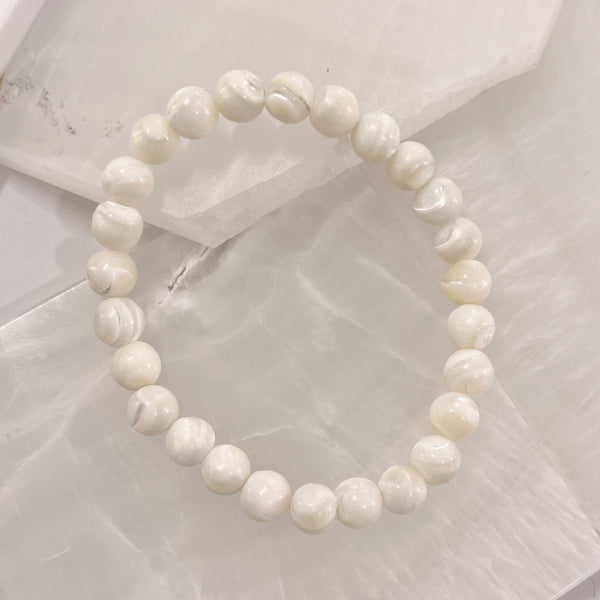 8MM MOTHER OF PEARL BEADED bracelet