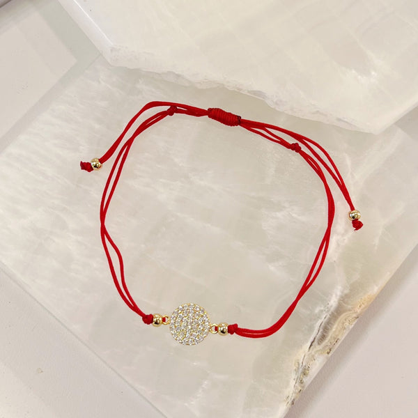 CRYSTAL CIRCLE RED STRING bracelet