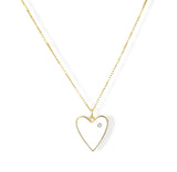 ENAMEL WHITE HEART STONE necklace