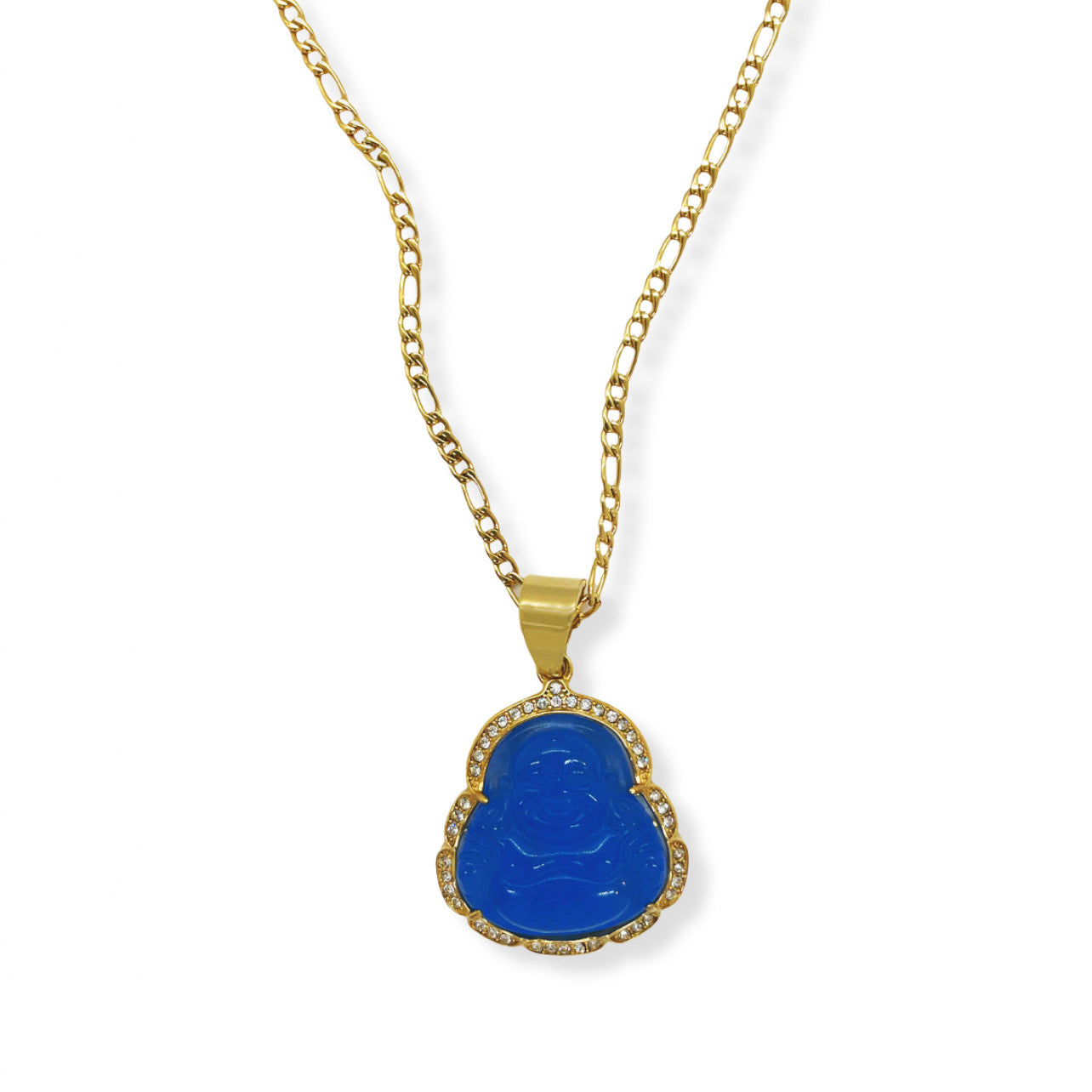OCEAN BLUE BUDDHA GOLD STEEL necklace