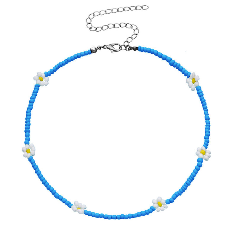 FLOWER BEADED BLUE necklace