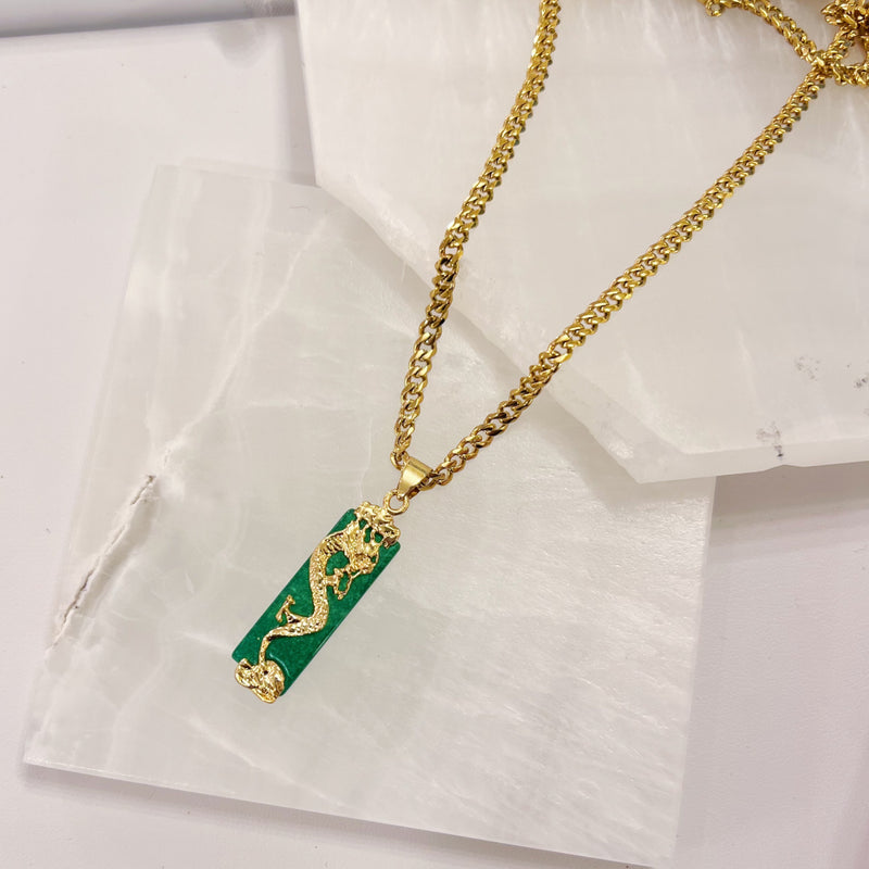 POWERFUL DRAGON GREEN JADE necklace - Main Image