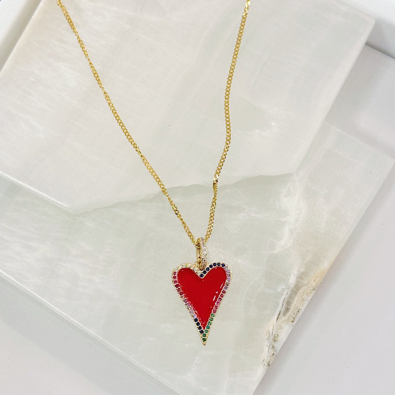 MULTICOLOR RED HEART necklace