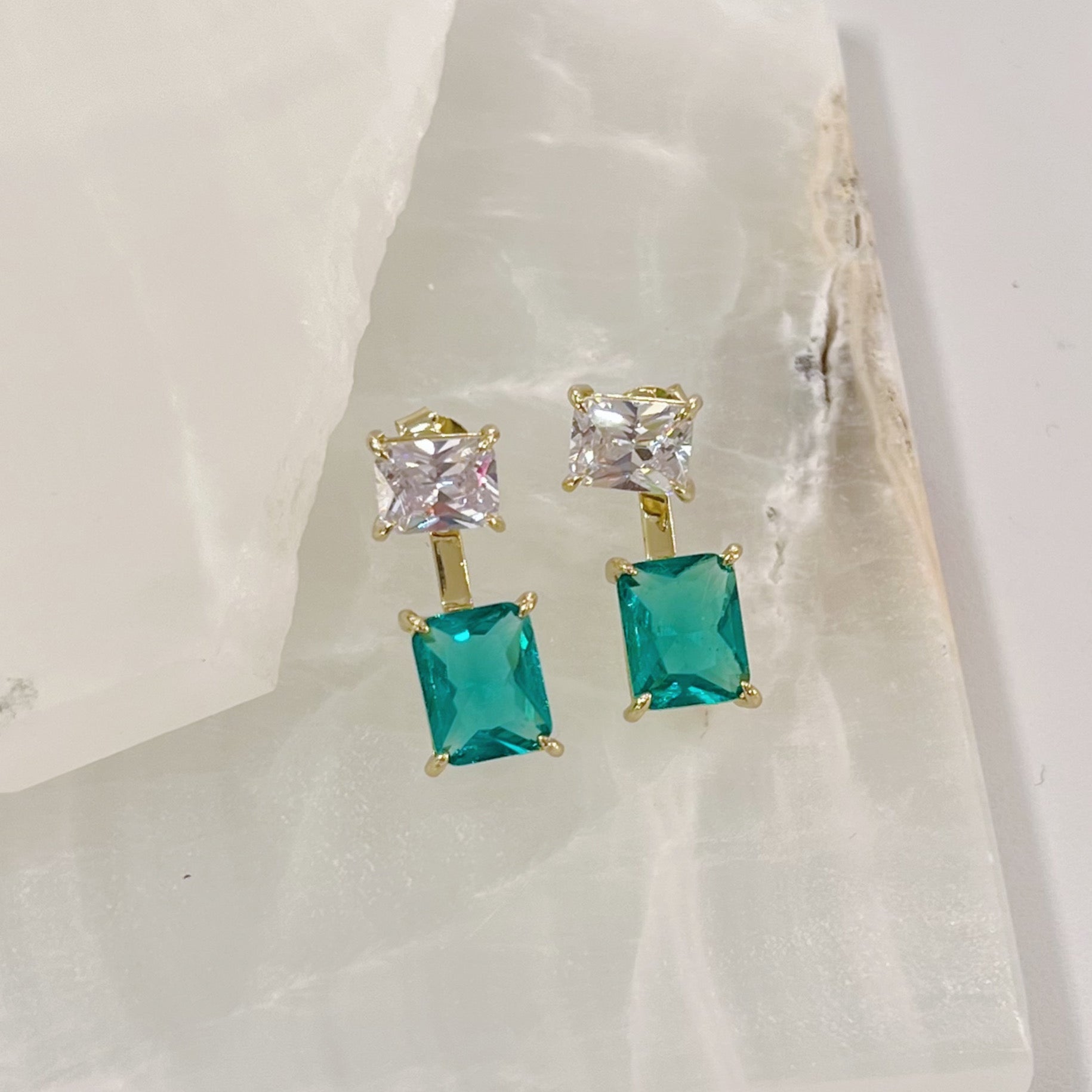 EMERALD PRINCESS CUT earrings