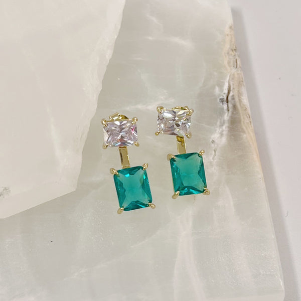 EMERALD PRINCESS CUT earrings