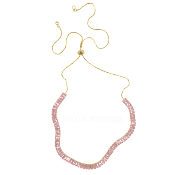 BAGUETTE PINK CRYSTAL CHOKER necklace