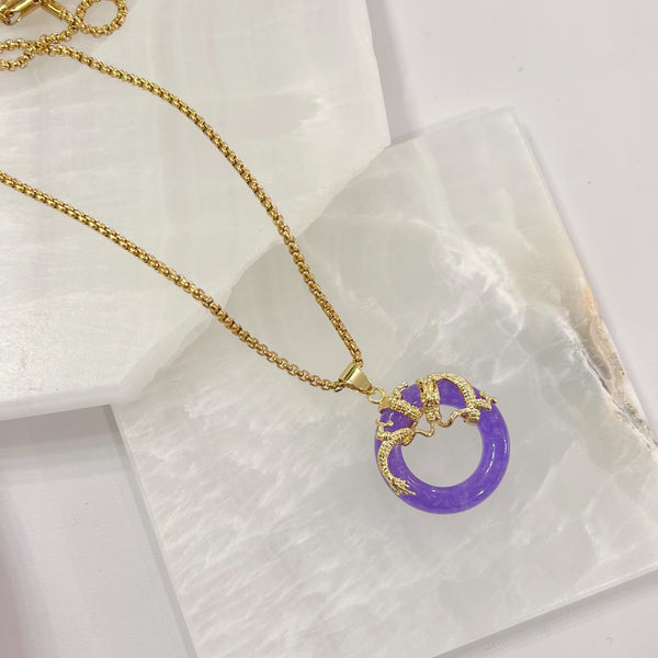 CIRCLE DRAGON LAVENDER necklace