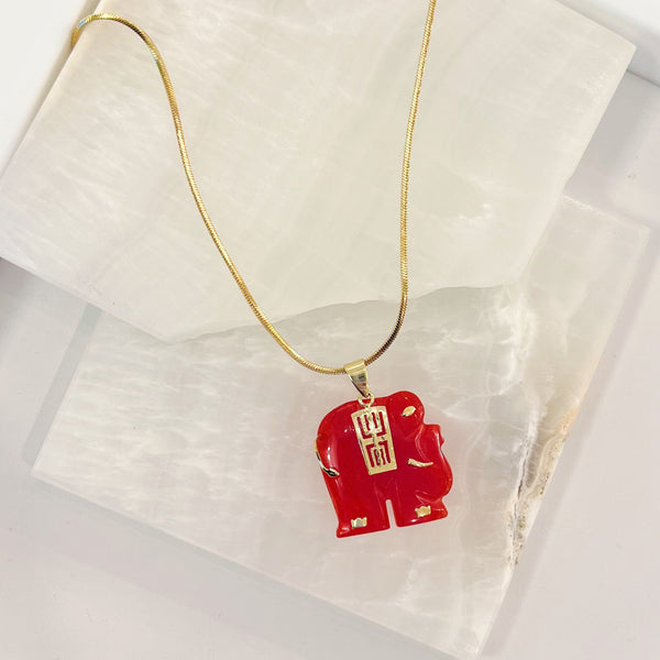 ELEPHANT RED JADE necklace