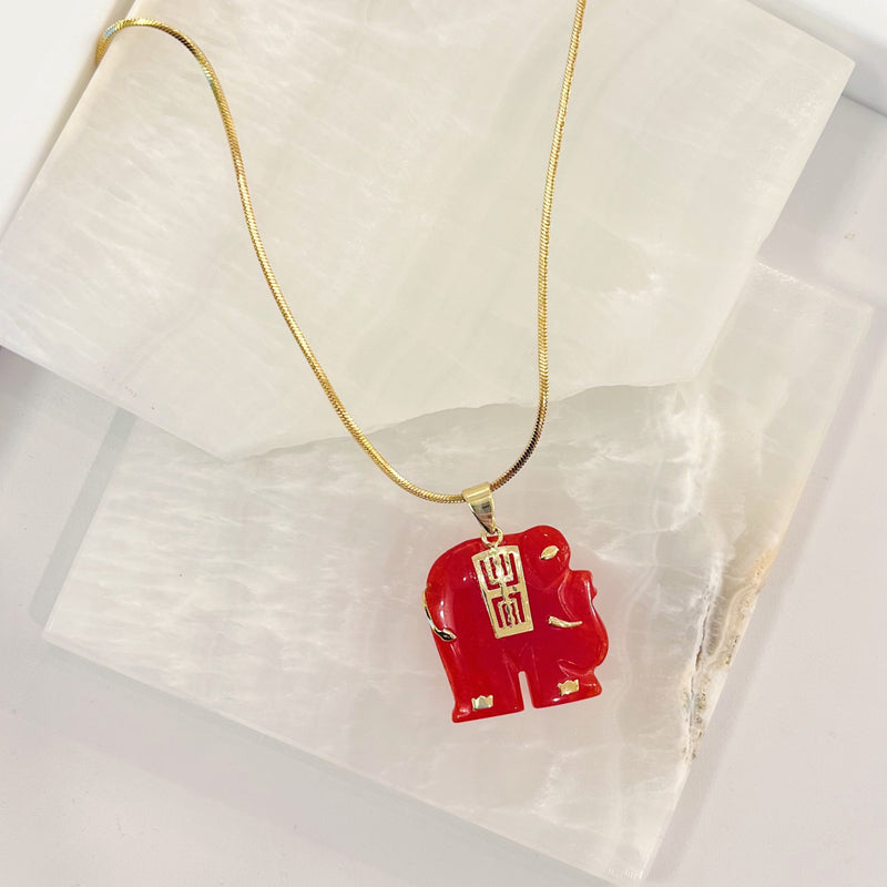 ELEPHANT RED JADE necklace