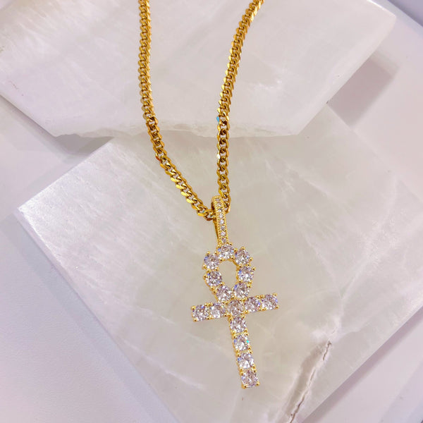 GOLD ANKH CRYSTAL necklace
