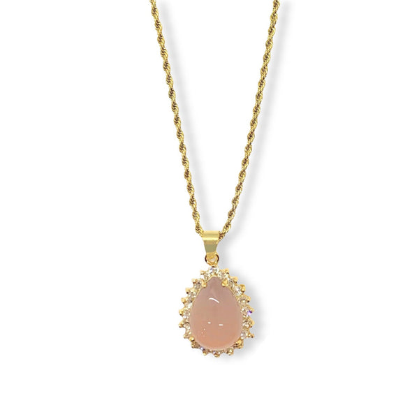 CRYSTAL TEARDROP PALE PINK necklace