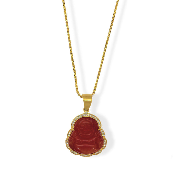 RED BUDDHA GOLD STEEL necklace