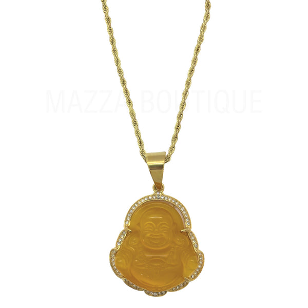 YELLOW BUDDHA XL STEEL necklace